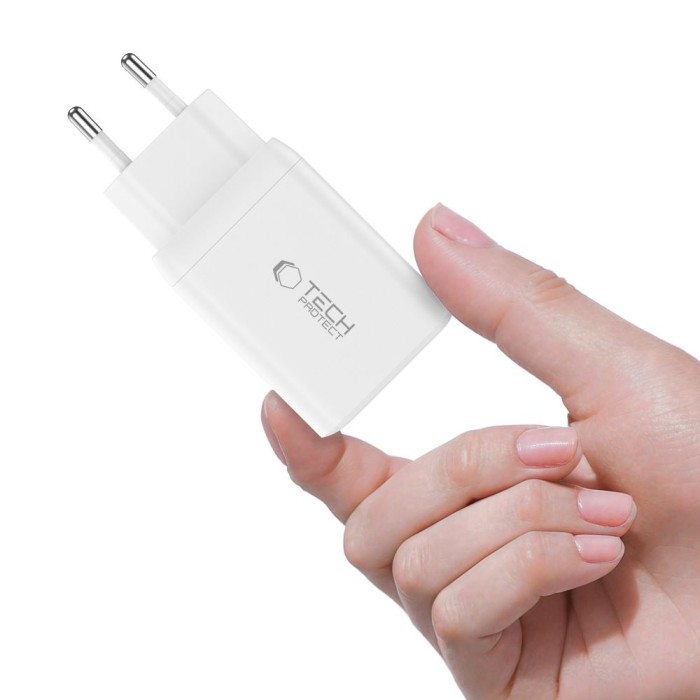 Tech-Protect NC45W-GAN 2-PORT PD45W Charger + TYPE-C CABLE - white