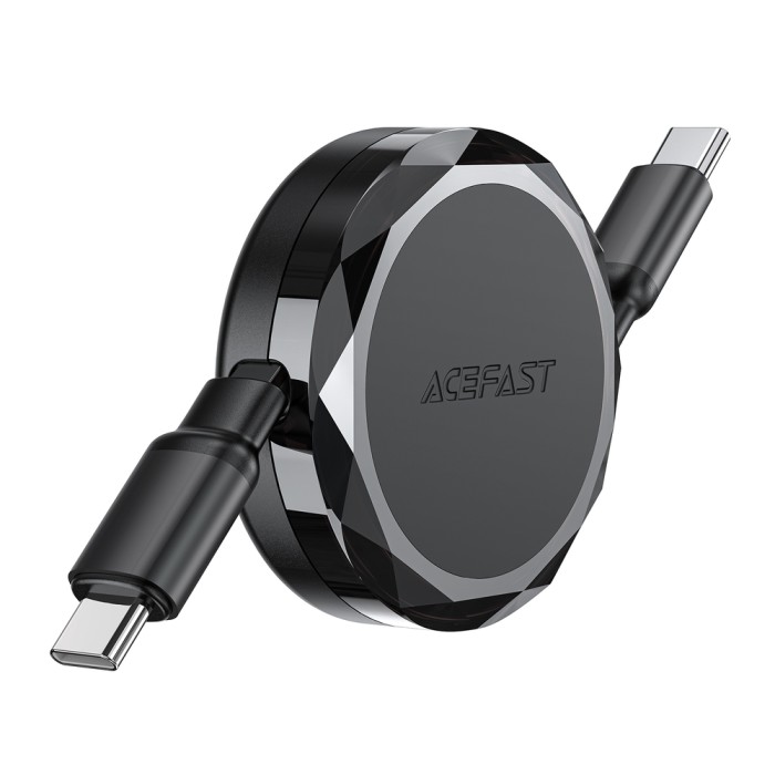Acefast C13-03 USB-C - USB-C 60W Cable Retractable - Black