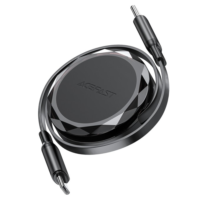 Acefast C13-03 USB-C - USB-C 60W Cable Retractable - Black