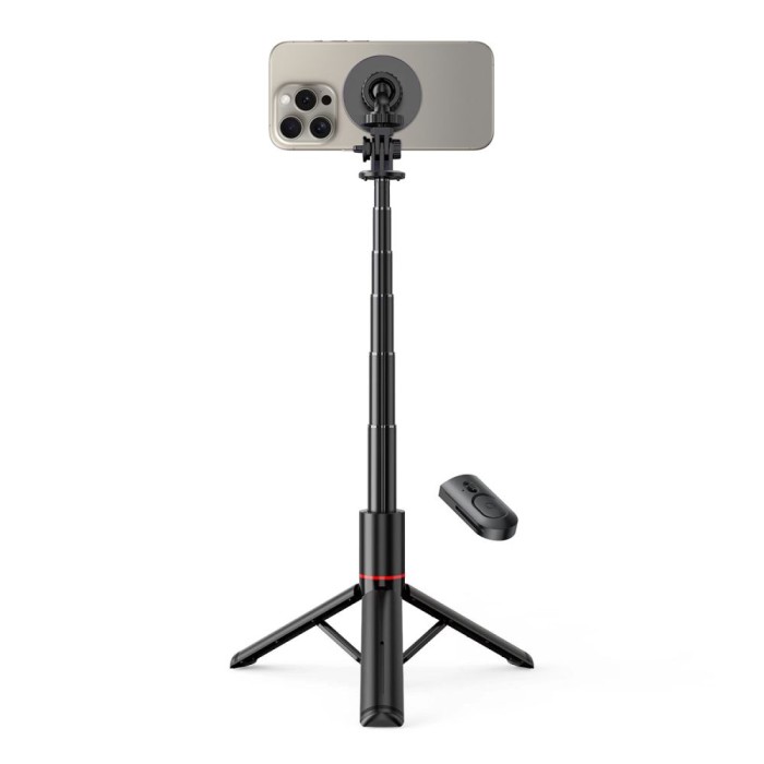 Tech-Protect L06S Bluetooth magnetic selfie stick with MagSafe, remote control, tripod up to 82cm and 360 head - black