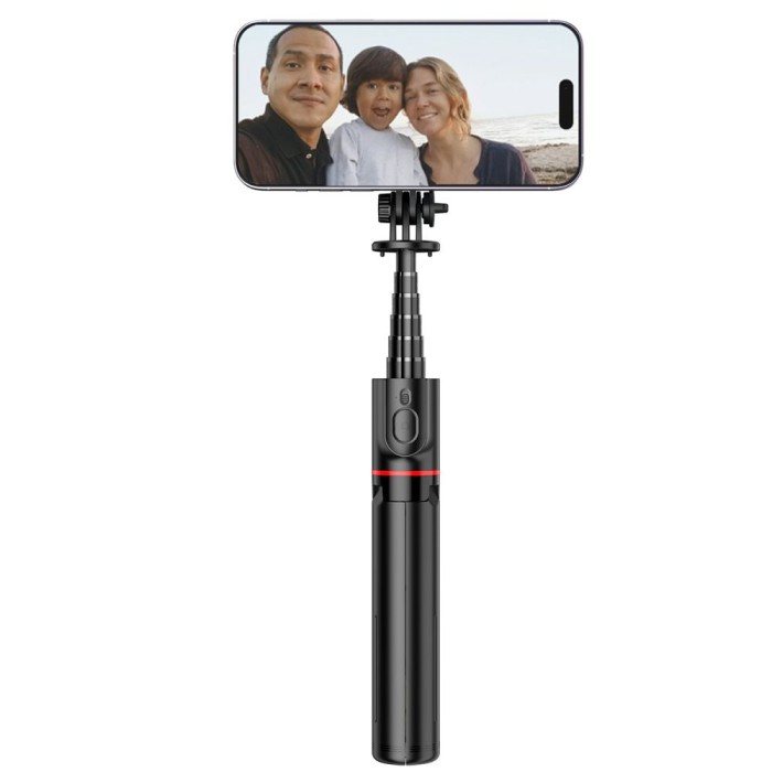 Tech-Protect L06S Bluetooth magnetic selfie stick with MagSafe, remote control, tripod up to 82cm and 360 head - black