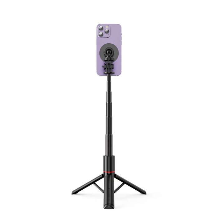 Tech-Protect L06S Bluetooth magnetic selfie stick with MagSafe, remote control, tripod up to 82cm and 360 head - black