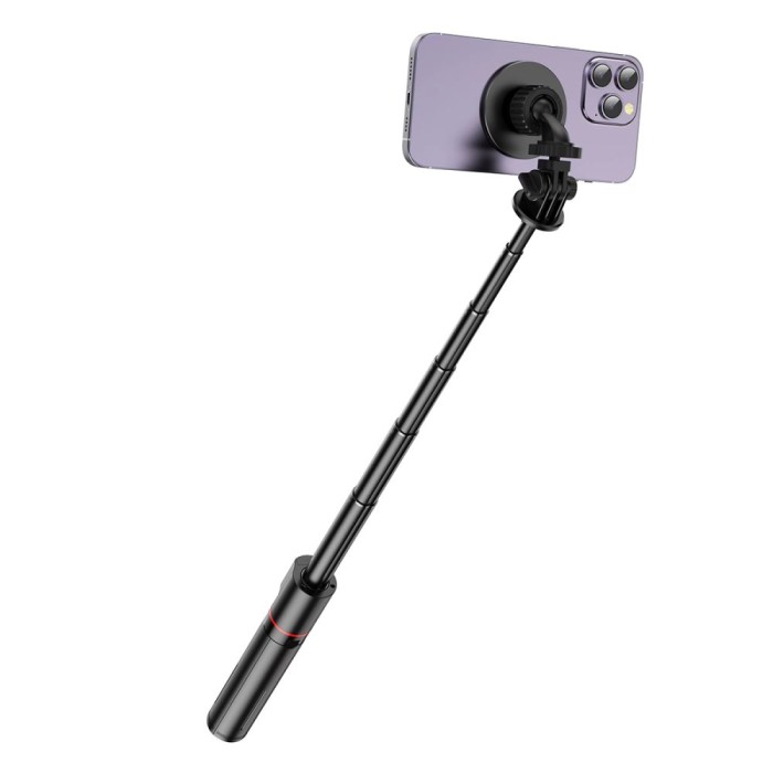 Tech-Protect L06S Bluetooth magnetic selfie stick with MagSafe, remote control, tripod up to 82cm and 360 head - black