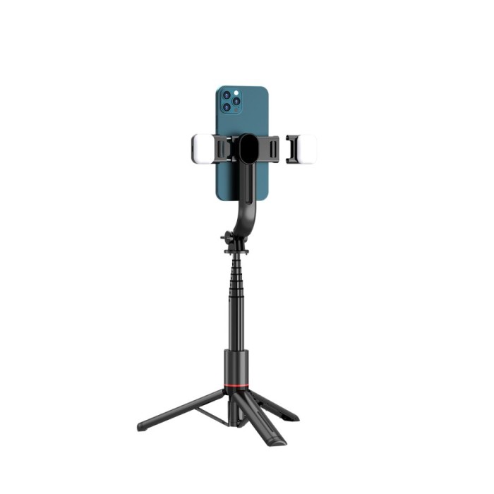 Tech-Protect L05S Bluetooth Selfie Stick with Tripod up to 105cm with LED Light - Black