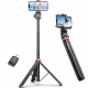 Tech-Protect L03S Bluetooth selfie stick with remote control, tripod up to 148cm and 180 head - white