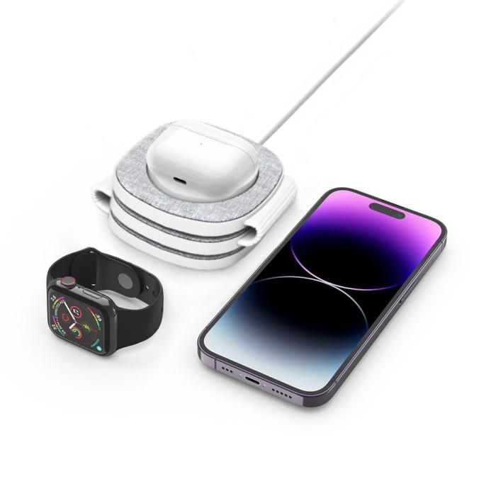 Tech-Protect QI15W-A32 3-in-1 Inductive Charger with MagSafe for Smartphone / Apple Watch / AirPods - Gray