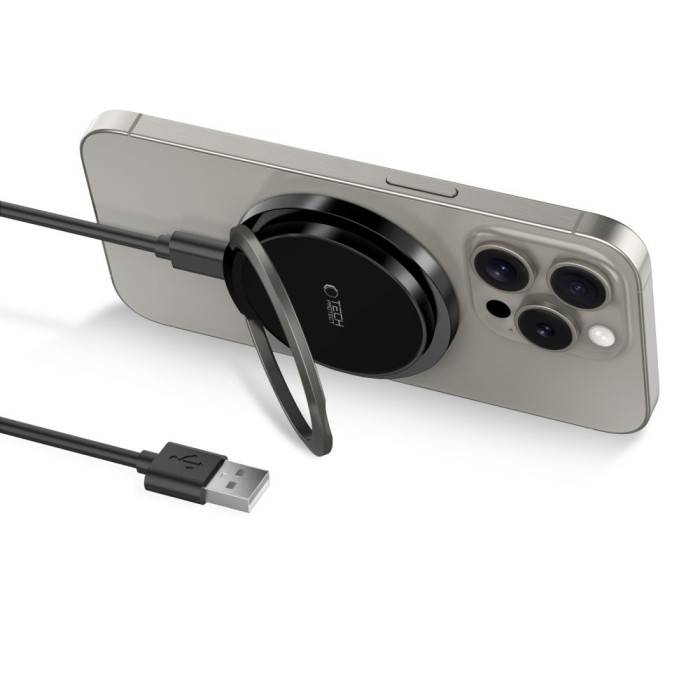 Tech-Protect QI15W-A33 Inductive Charger with MagSafe and Stand with USB-A / USB-C Cable - Black