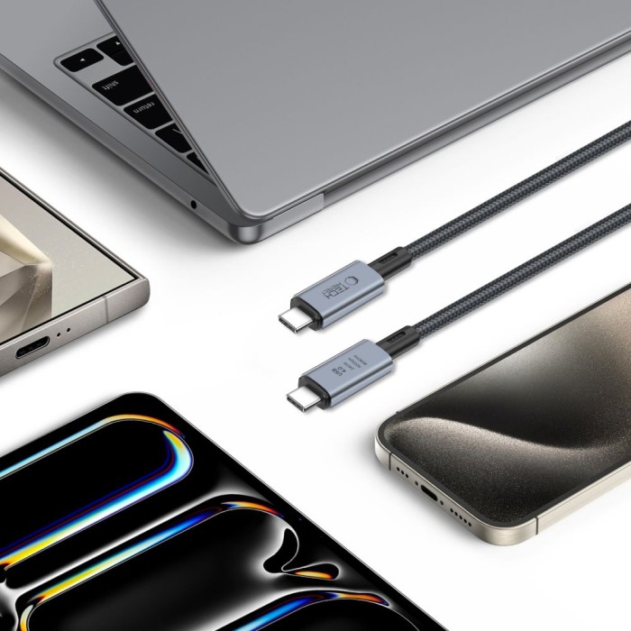 Tech-Protect UltraBoost Max USB-C 4.0 / USB-C 4.0 PD Cable 240W 8K 40Gbps 1m - Gray