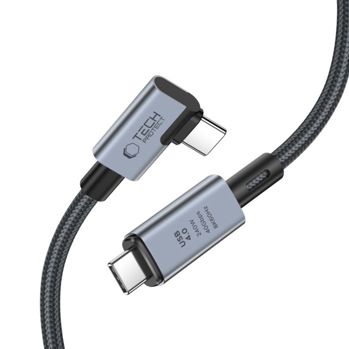 Tech-Protect UltraBoost Max L USB-C 4.0 (straight) / USB-C 4.0 (angled) PD 240W 8K 40Gbps 1.5m Cable - Gray
