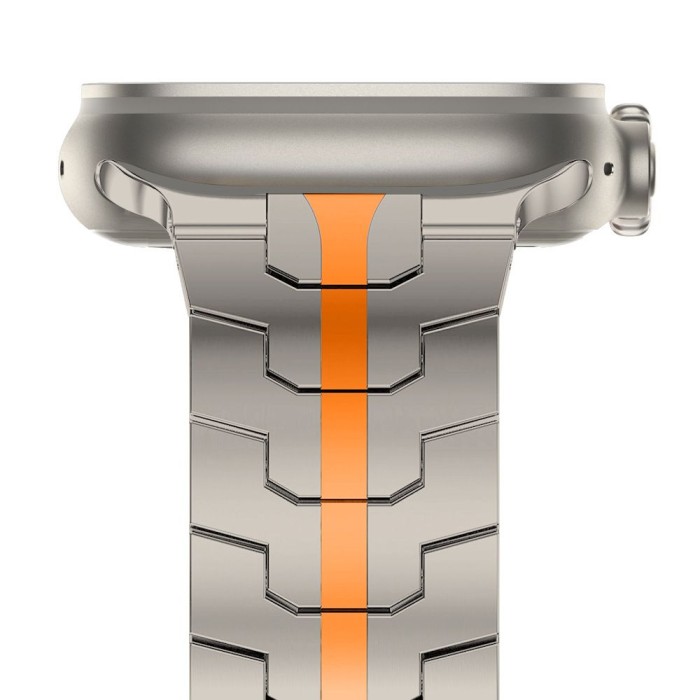 Tech-Protect Stainless Line Bracelet for Apple Watch 4 / 5 / 6 / 7 / 8 / 9 / SE / Ultra 1 / 2 (42/44/45/49 mm) - Titanium Orange