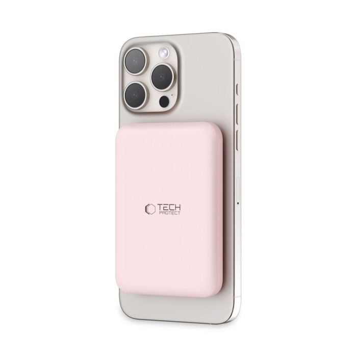 Tech-Protect LifeMag PB10 Powerbank with MagSafe 5000mAh 15W USB-C port - pink + USB-C cable