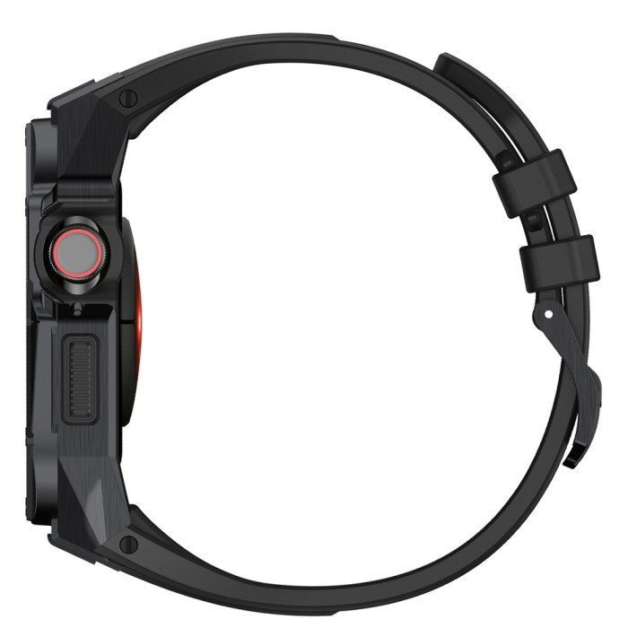 Kingxbar CYF140 2in1 armored case for Apple Watch 9, 8, 7 (45 mm) made of stainless steel with a strap, black - OUTLET