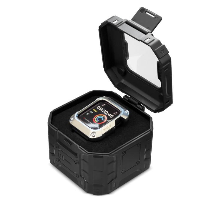 Kingxbar CYF140 2in1 armored case for Apple Watch 9, 8, 7 (45 mm) made of stainless steel with a strap, black - OUTLET