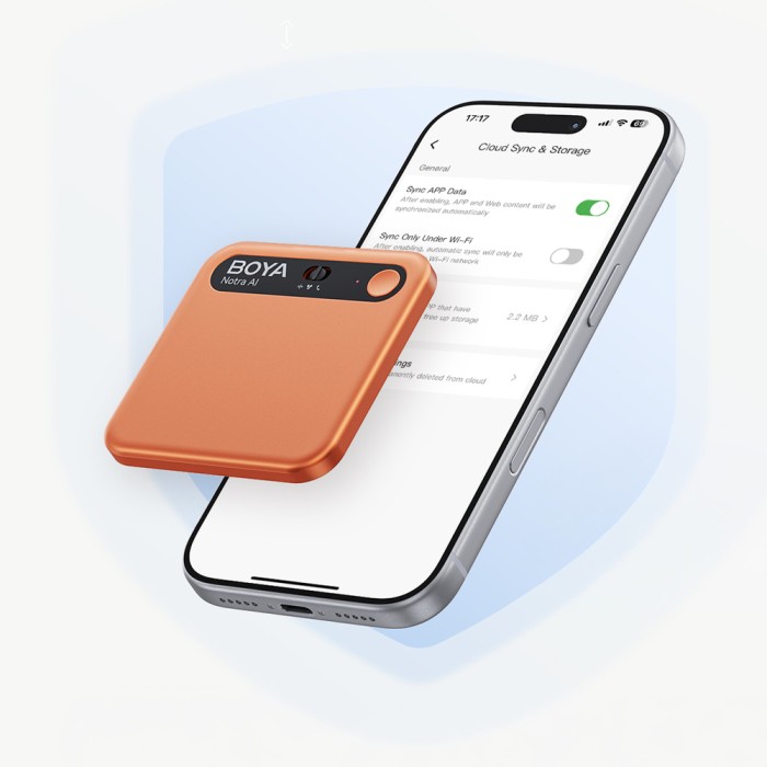 BOYA Notra Voice Recorder with AI Transcription - Orange