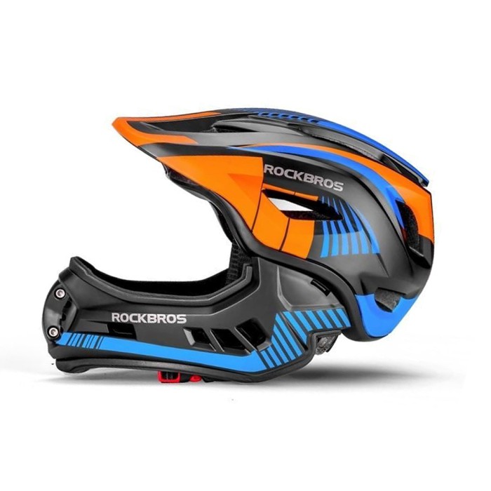 Rockbros TT-32SOBL-S Children&amp;#39;s Bike Helmet with Detachable Chin Size S - Black and Orange