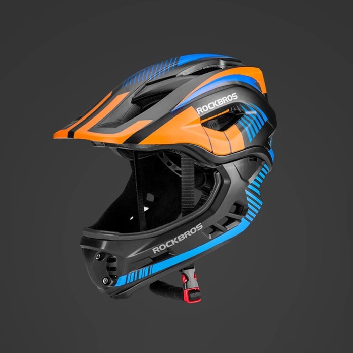 Rockbros TT-32SOBL-S Children&amp;#39;s Bike Helmet with Detachable Chin Size S - Black and Orange