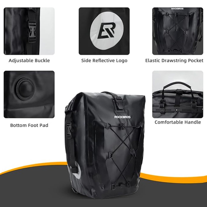 Rockbros 30140022001 waterproof bicycle bag for trunk - black