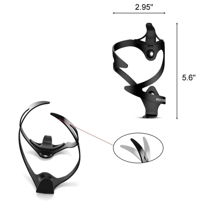 Rockbros 2017-11ABK Aluminum Bike Bottle Holder - Black