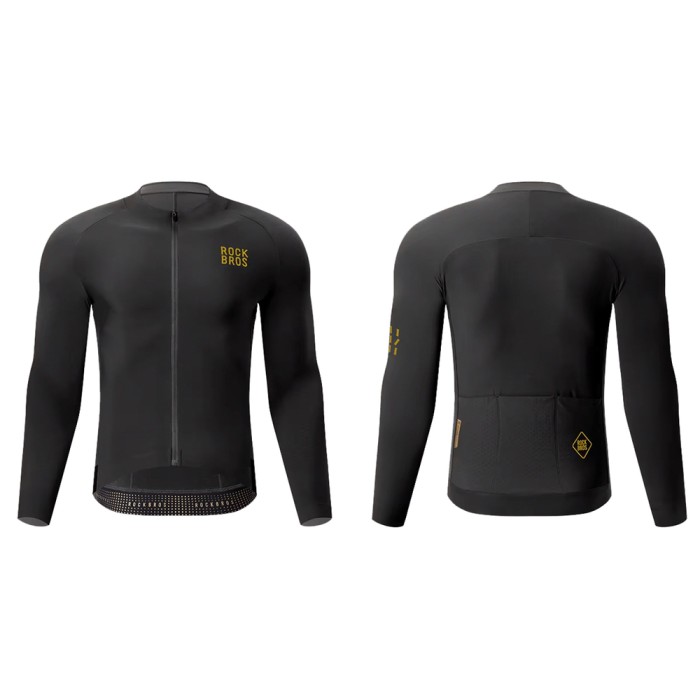 Rockbros YDWT020 Diamond Spring/Autumn/Winter Cycling Jersey, Size XXL - Black