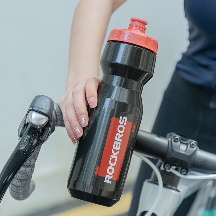 Rockbros 750 ml Bike Bottle - Transparent Black with Red Mouthpiece