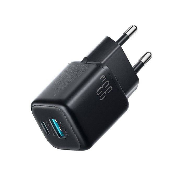 Joyroom JR-TG7 33W USB-A + USB-C Wall Charger with 60W USB-C to USB-C 1m Cable - Black