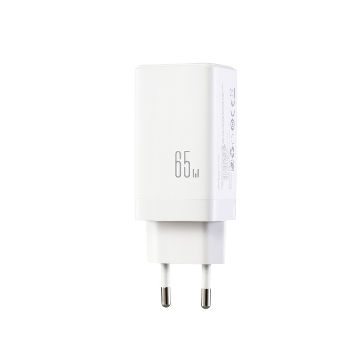 Joyroom JR-TG10 65W GaN 2x USB-C + USB-A wall charger with 65W USB-C - USB-C 1.2m cable - white