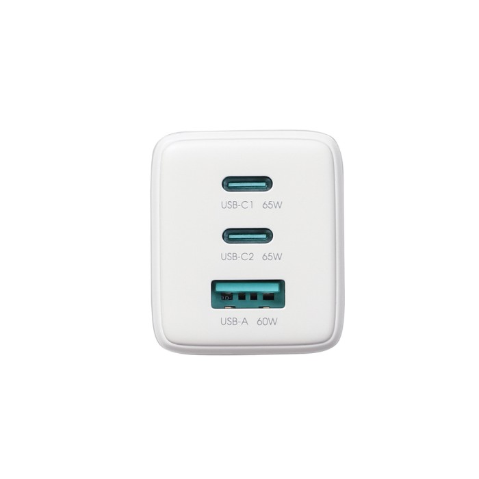 Joyroom JR-TG10 65W GaN 2x USB-C + USB-A wall charger with 65W USB-C - USB-C 1.2m cable - white