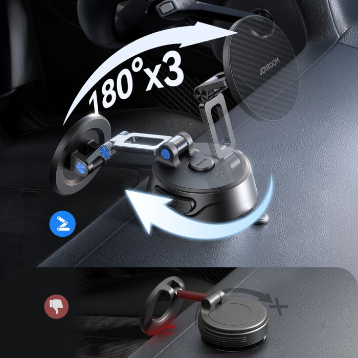 Joyroom JR-ZS51 magnetic car holder with suction cup for windshield or dashboard - black
