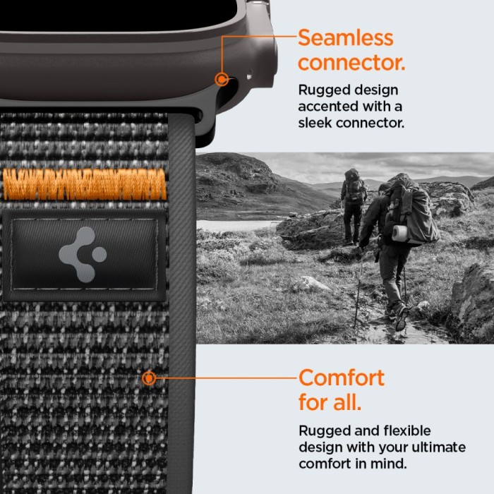 Spigen Athlex Air 2 Strap for Apple Watch (44 / 45 / 46 / 49 mm) - Black and Orange