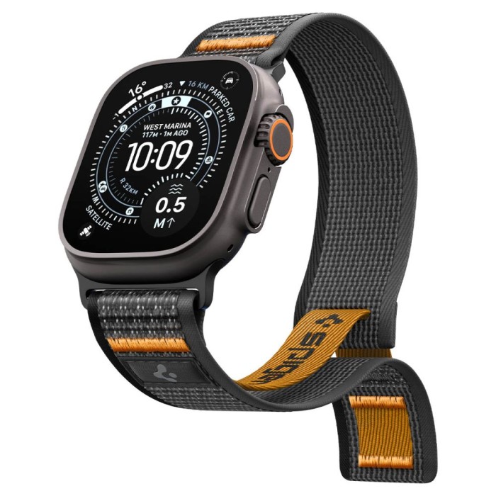 Spigen Athlex Air 2 Strap for Apple Watch (44 / 45 / 46 / 49 mm) - Black and Orange