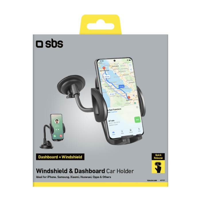 SBS TE0UCH20W Smartphone Holder for 6.8" on Glass - Black