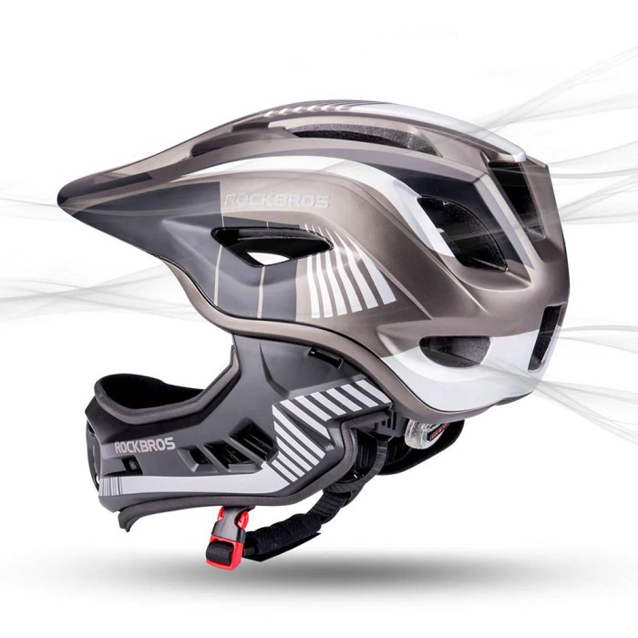 Rockbros TT-32SBTG-M children&amp;#39;s bicycle helmet with removable chinbar, size M - gray