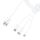 3mk Cable 3in1 USB-A - micro USB / Lightning / USB-C 1.2m 20V/2.4A 15W - white
