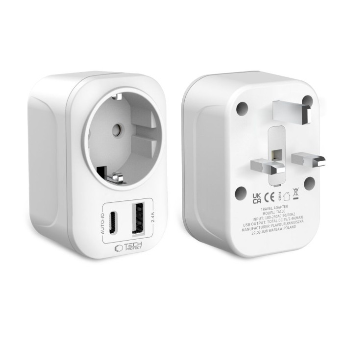 Tech-Protect TA100 UK Adapter - White