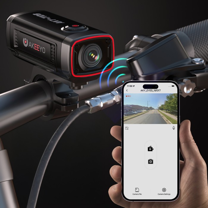 AKEEYO AKY-710S 4K Motorcycle Handlebar Video Recorder - Black
