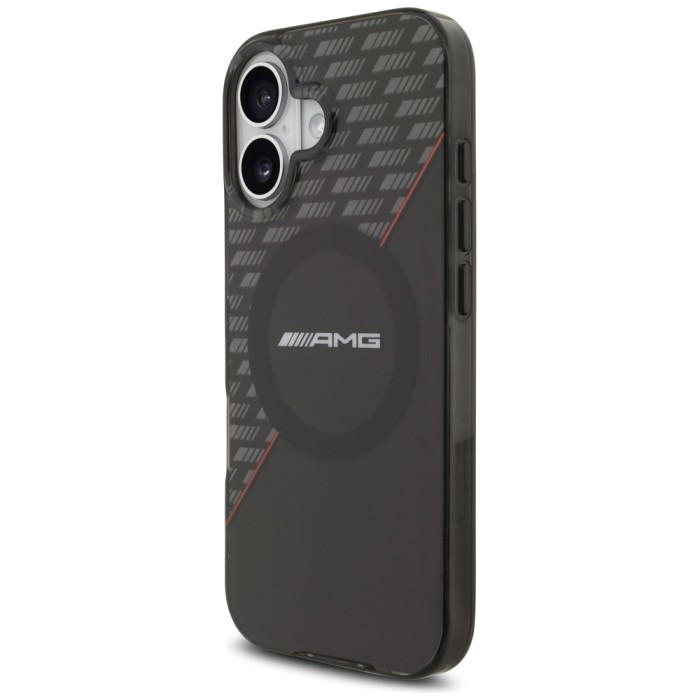 AMG Double Layer Transparent Rhombs MagSafe Case for iPhone 17 - Black and Red