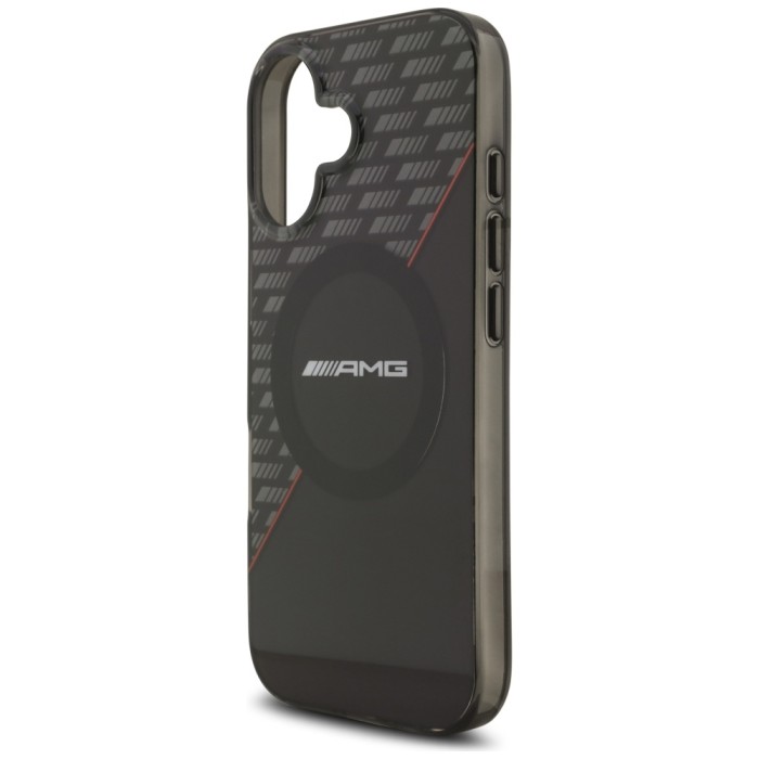 AMG Double Layer Transparent Rhombs MagSafe Case for iPhone 17 - Black and Red