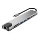 Tech-Protect HB09 USB hub 8in1 TYPE-C + USB-A 3.0 + USB-C 3.0 + HDMI 4K 60HZ + SD/TF + PD100W + RJ45 1000 MB/S - gray