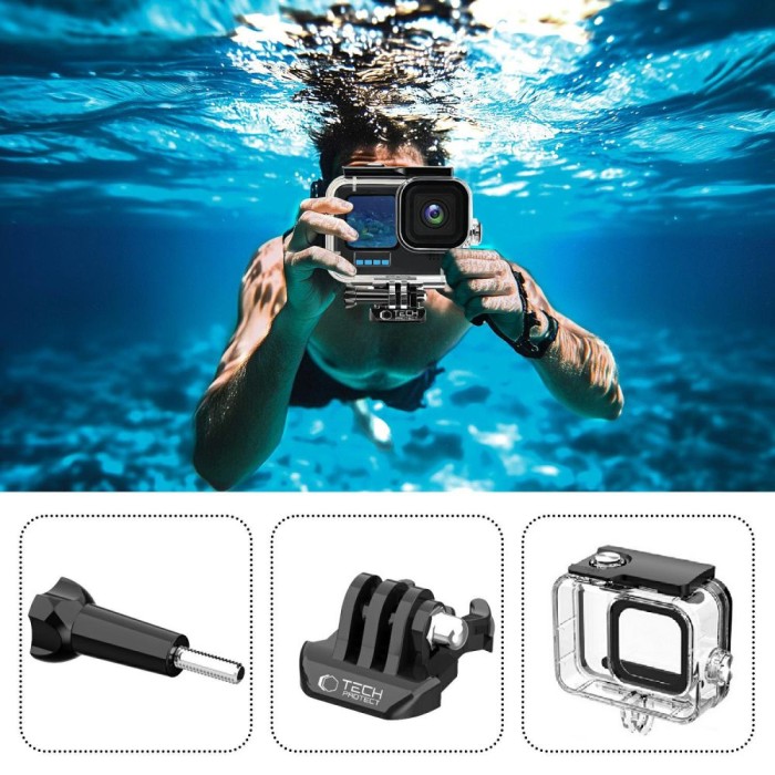 Tech-Protect GA200 Waterproof Case for GoPro Hero 9 / 10 / 11 / 12 - Transparent