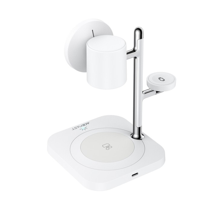 Acefast E39 Qi2.2 25W 4-in-1 Wireless Desk Charger for Phone, Watch, and Headphones with Night Light - White