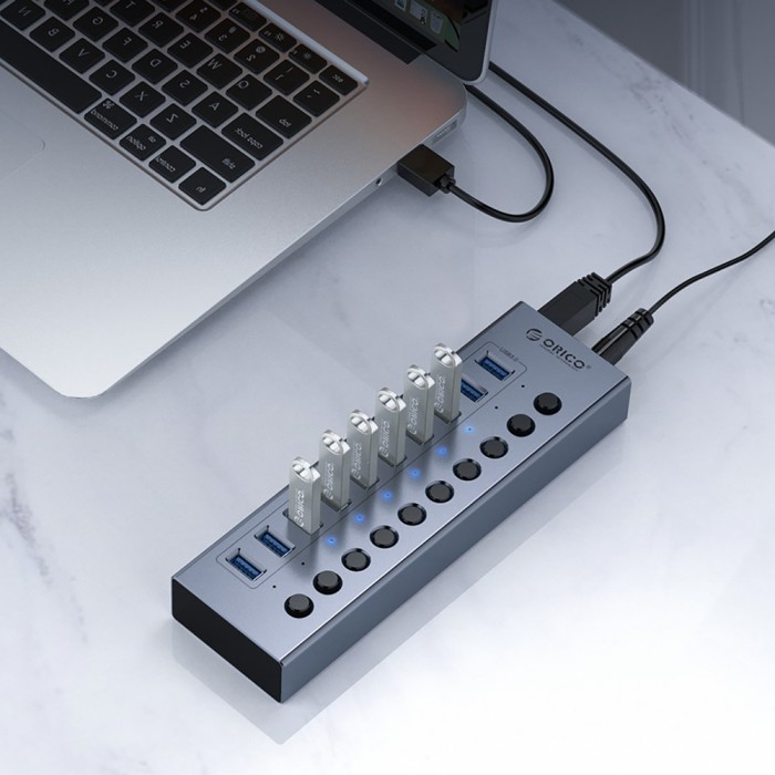 Orico BT2U3-16AB Hub 16x USB-A 3.0 with switches - gray