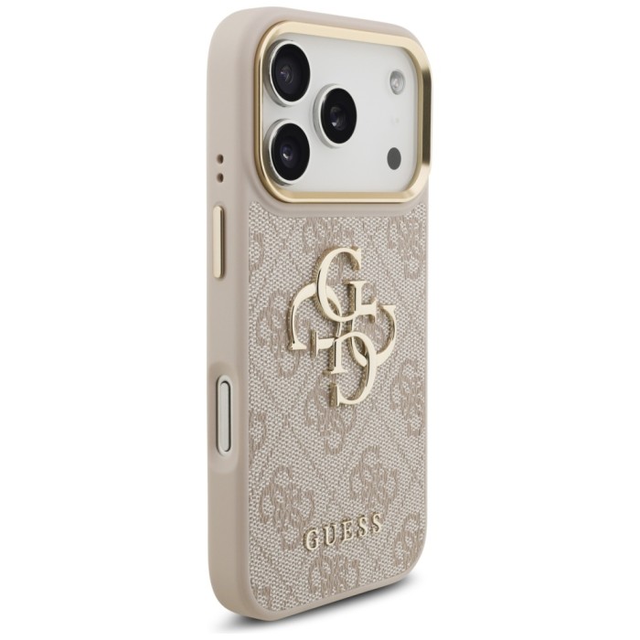 Guess 4G Big 4G Classic Logo Big Strap Metal Buttons Case for iPhone 17 Pro - Pink