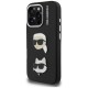 Karl Lagerfeld FW Grained Karl &amp;amp; Choupette Heads Pins Case for iPhone 16 Pro Max - Black