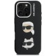 Karl Lagerfeld FW Grained Karl &amp;amp; Choupette Heads Pins Case for iPhone 16 Pro Max - Black