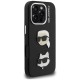 Karl Lagerfeld FW Grained Karl &amp;amp; Choupette Heads Pins Case for iPhone 16 Pro Max - Black