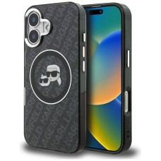 Karl Lagerfeld IML Glitter Karl &amp;amp; Choupette Heads Logo MagSafe Case for iPhone 16 - Black