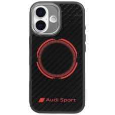 Audi RSQ Carbon Fiber Sport Red Circle MagSafe Case for iPhone 17 - Black
