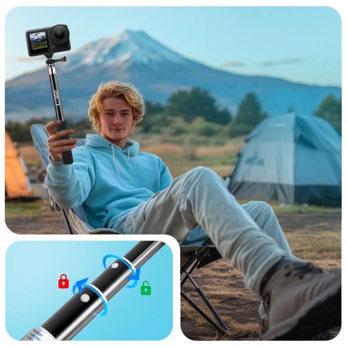 Tech-Protect GA100 Monopad &amp;amp; Selfie Stick for GoPro / DJI - Black