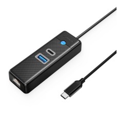Orico PW3UR25-C3 3-port USB Hub 1x USB-A 3.0 1x USB-C 3.0 1x RJ45 2.5G Ethernet 0.5 m - Black