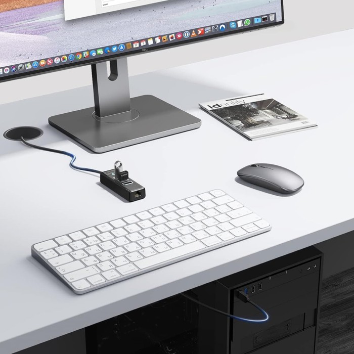 Orico PW3UR25-U3 USB Hub 4-Port 3x USB-A 3.0 1x RJ45 2.5G Ethernet 0.5m - Black